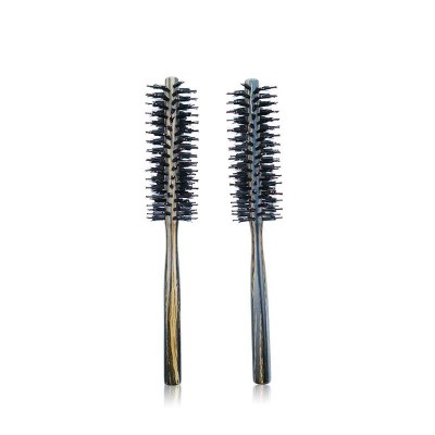 High quality Cylinder wooden tube hair brush eco-friendly nylon pin anti static curly hair comb