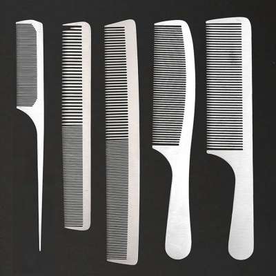 Custom Logo Mens Use Hair Comb Double Metal Anti Static Teeth Comb With Pintail Comb